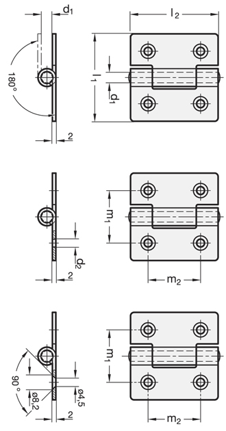 Technische Skizze Scharniere SK136X0Ni